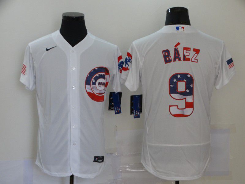 Men Chicago Cubs #9 Baez White 2020 Elite MLB Jerseys